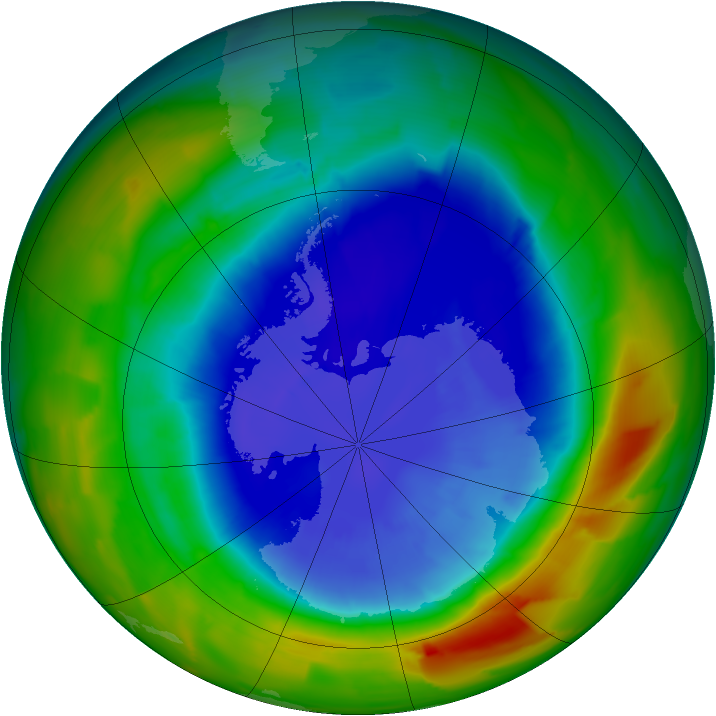 Antarctic ozone map for 14 September 2012